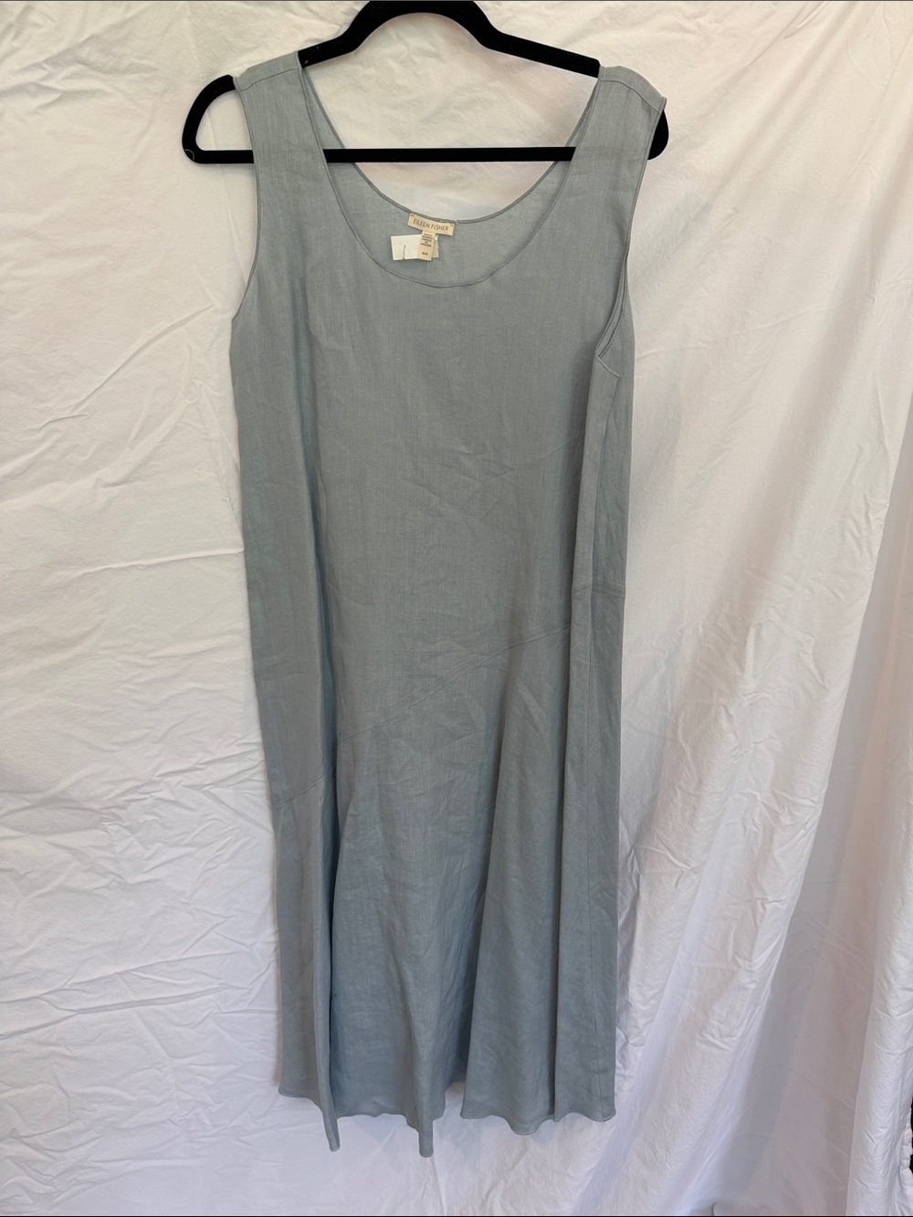 Eileen Fisher Sleeveless Pale Blue-Seagram Linen A-Line Maxi Dress